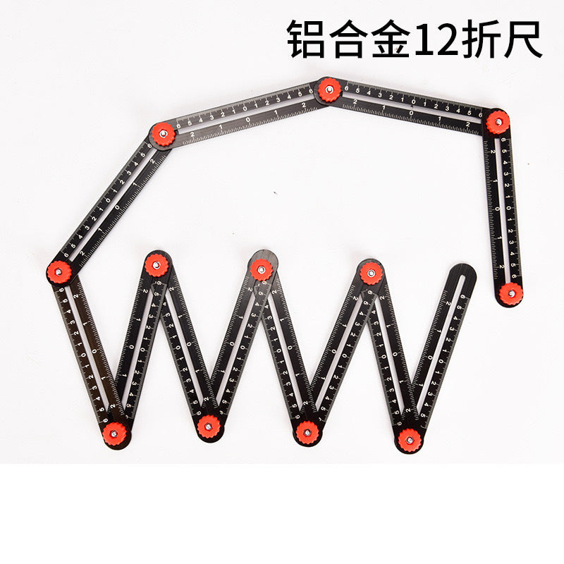 万向六折尺泥瓦工具贴瓷砖神器铺地面开孔折角尺瓷砖开孔定位器