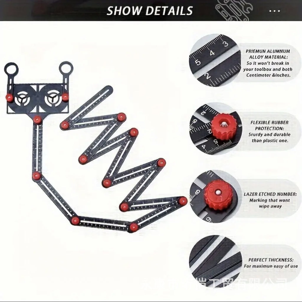万向六折尺泥瓦工具贴瓷砖神器铺地面开孔折角尺瓷砖开孔定位器