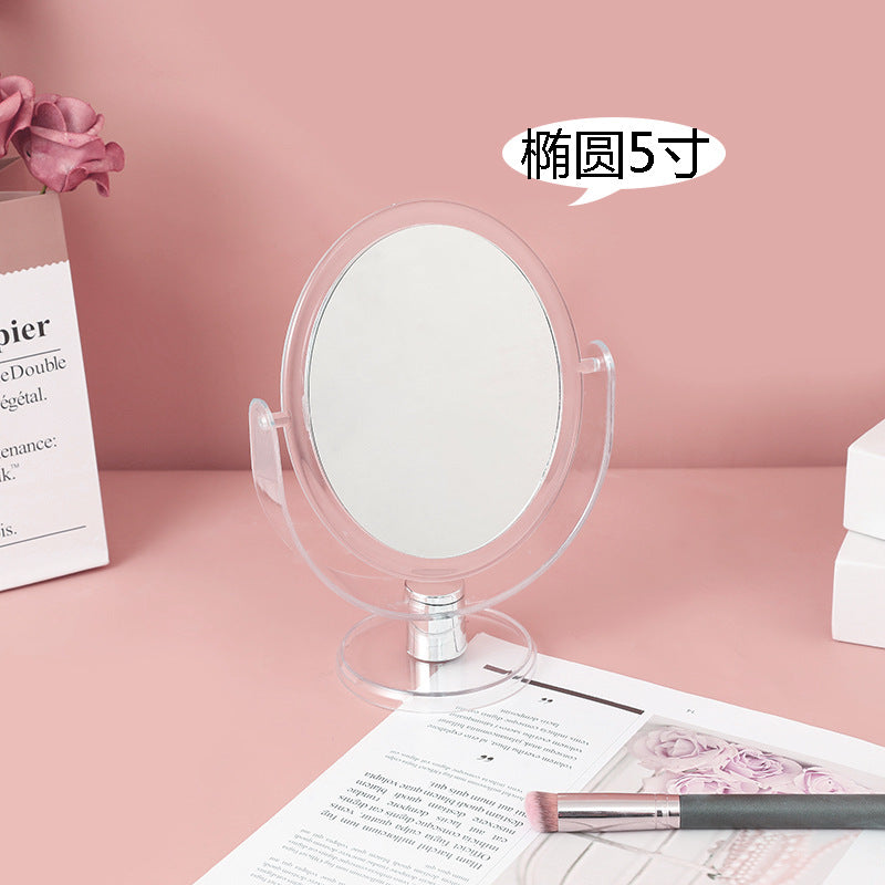 新款ins风透明简约化妆镜家用卧室台式圆形双面镜宿舍桌面梳妆镜