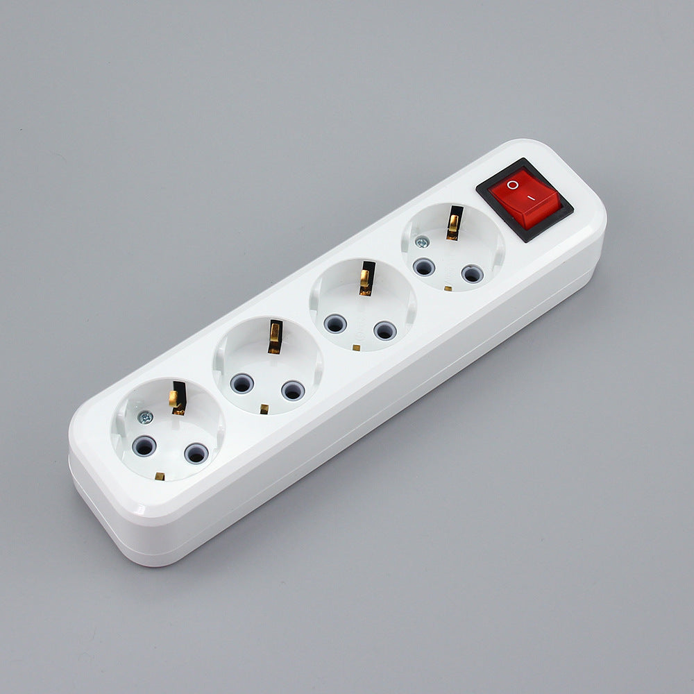 三位/四位/五位/六位欧标接线插座德标欧规插排德式排插带开关16A