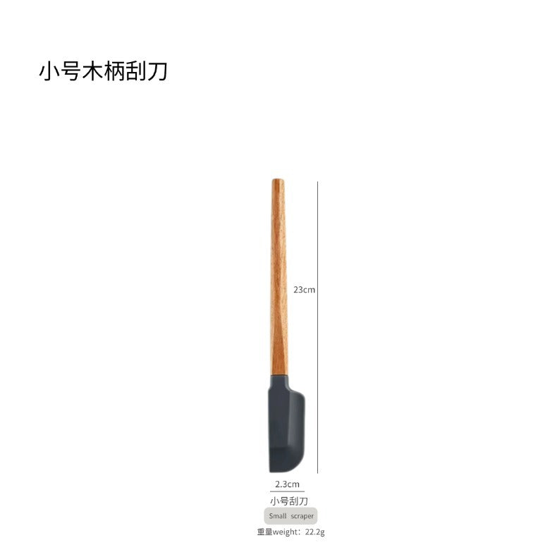 跨境木柄硅胶刮刀耐高温烘焙奶油蛋糕抹刀食品级硅胶木柄刮刀套装