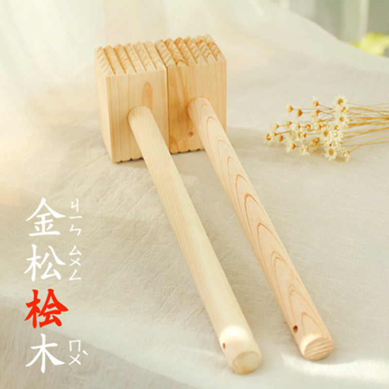 实木敲肉锤家用实木松肉锤双头嫩肉断筋锤桧木敲肉锤子打肉工具