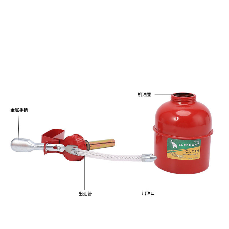 铁盖PVC编织软管手动加油壶铁芯铁嘴ABS塑料鼻子金属壶身高压油枪
