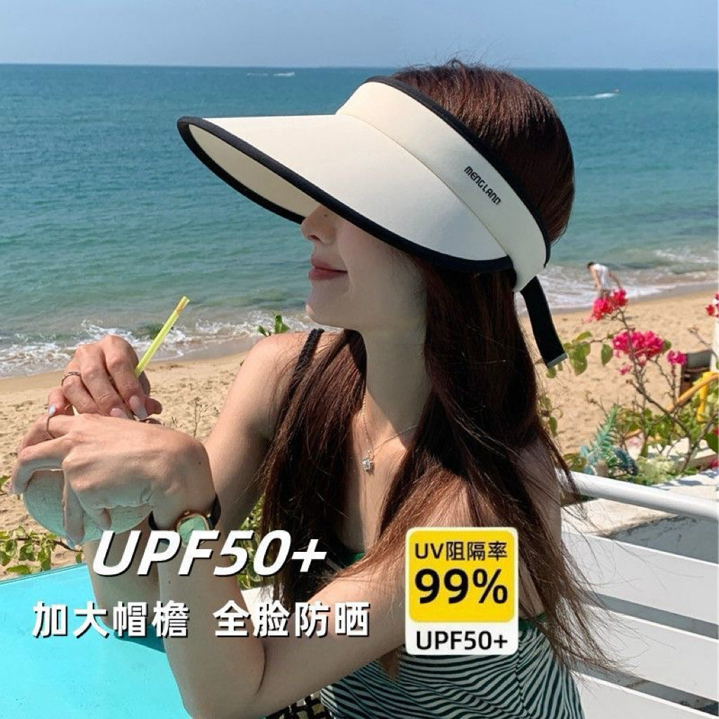 upf50+冰丝防晒空顶帽女升级款可折叠防紫外线太阳帽时尚大檐帽新