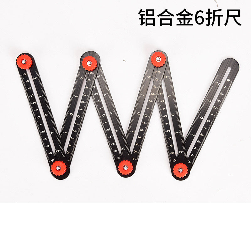万向六折尺泥瓦工具贴瓷砖神器铺地面开孔折角尺瓷砖开孔定位器