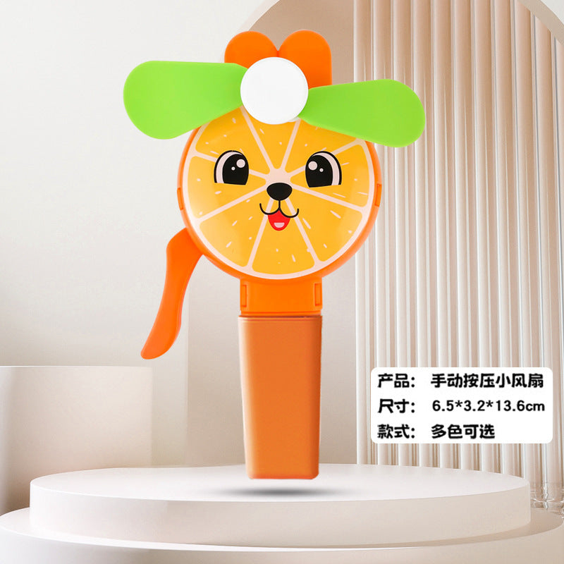 儿童小风扇水果蔬菜按压小玩具摆摊礼品批发跨境外贸手摇手压风扇