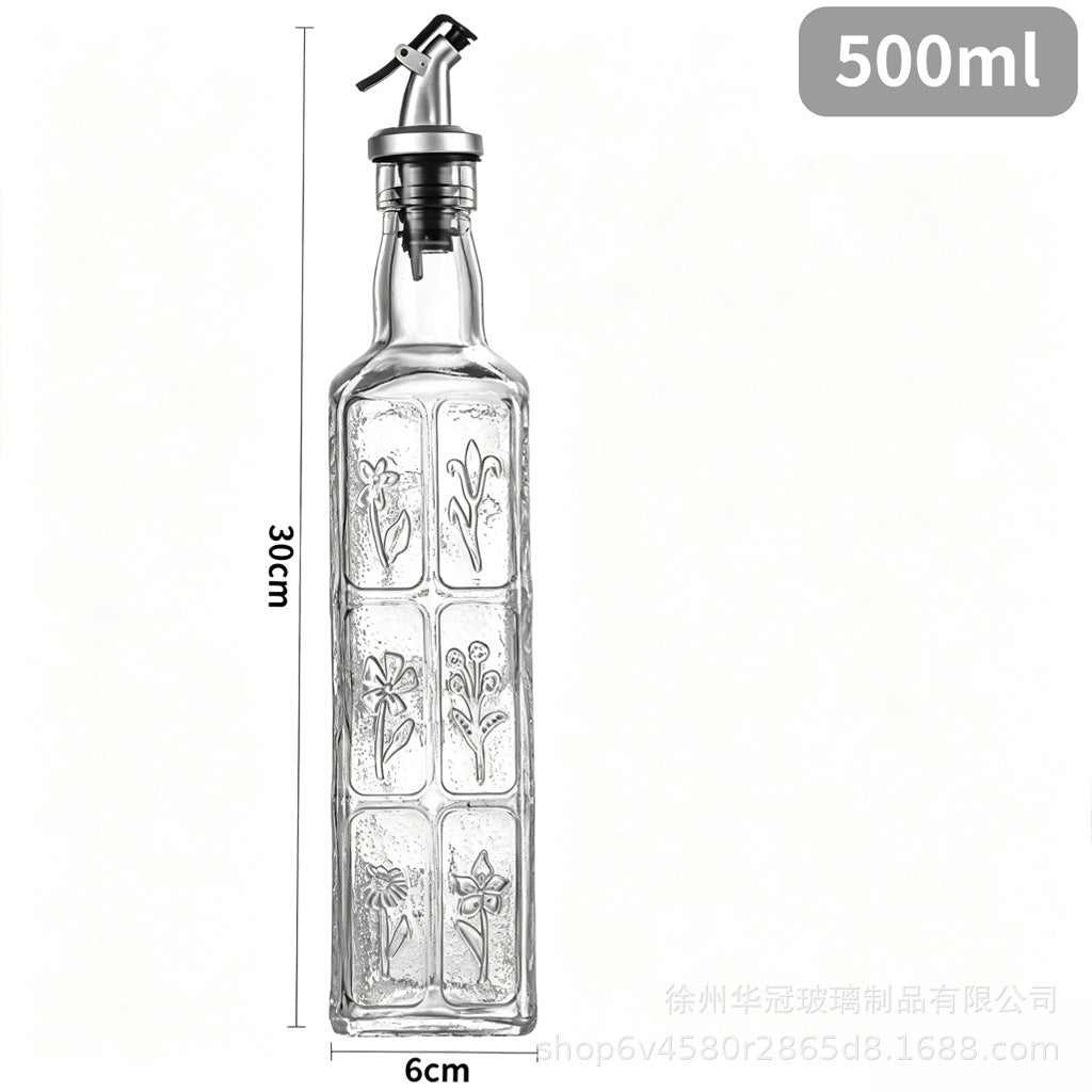 现货500ml雕花油瓶不挂油不漏油油瓶厨房家用料酒酱油分装瓶