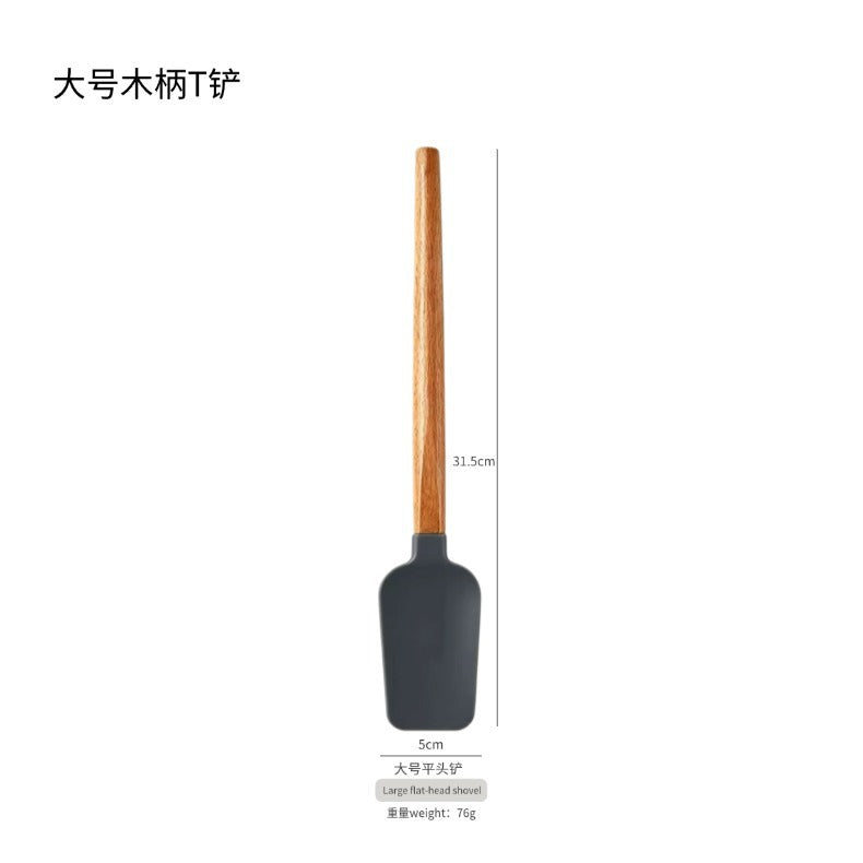 跨境木柄硅胶刮刀耐高温烘焙奶油蛋糕抹刀食品级硅胶木柄刮刀套装