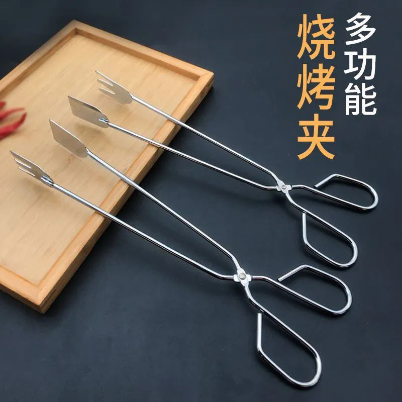 不锈钢食物烧烤夹子木炭夹钳面包食品多功能牛排商用油炸剪刀烘焙