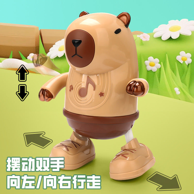 新品儿童电动跳舞卡皮巴拉左右摇摆行走灯光音乐地摊玩具批发萌宠