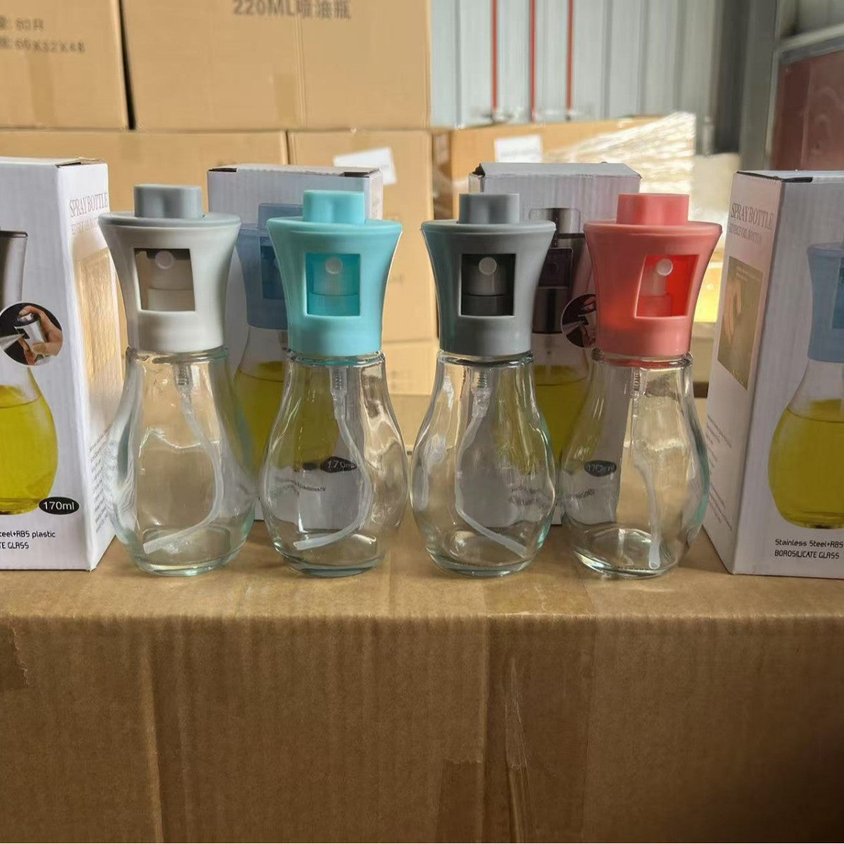 家用玻璃喷油瓶按压式喷雾油壶厨房喷油壶不锈钢喷油瓶雾化喷油壶