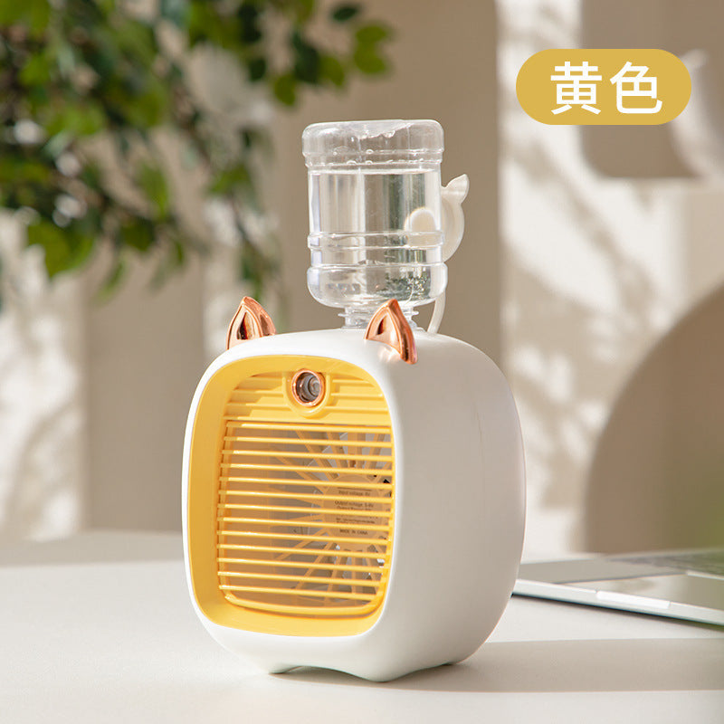 跨境小狐狸风扇夏季便携式加湿补水充电喷雾冷风扇哪吒贴纸桌扇