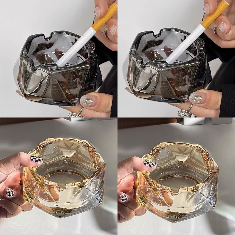 酒店玻璃烟灰缸商用高档烟缸家用客厅简约烟盅高级感时尚创意潮流