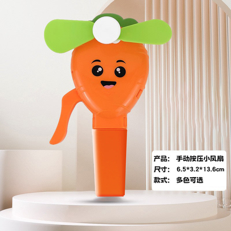 儿童小风扇水果蔬菜按压小玩具摆摊礼品批发跨境外贸手摇手压风扇