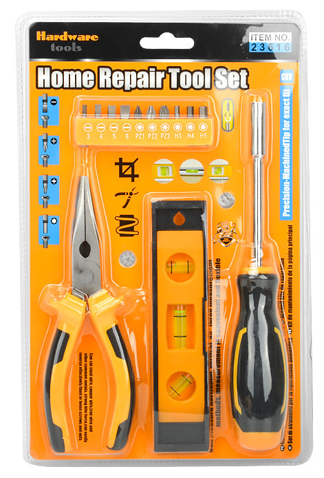 现货跨境工具组套泡壳家用国际站热销组合工具PVC透明组套工具箱