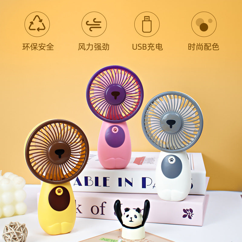 新款手持小风扇卡通迷你发光 USB充电学生萌趣礼品便携式手持风扇