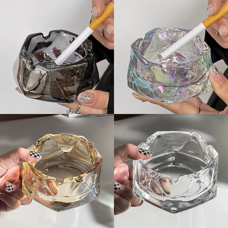 酒店玻璃烟灰缸商用高档烟缸家用客厅简约烟盅高级感时尚创意潮流