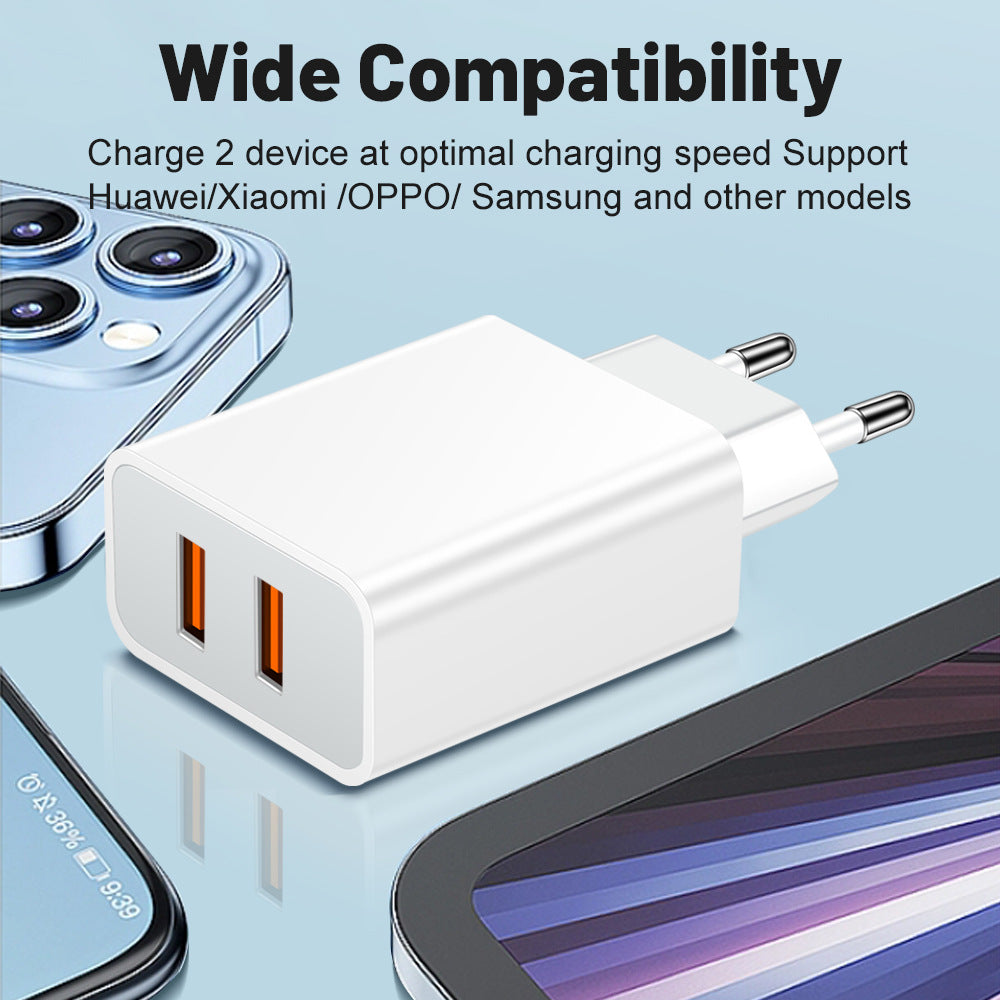 QC3.0双USB手机充电器 标2.4A 2口充头美规欧规英规旅行充电头