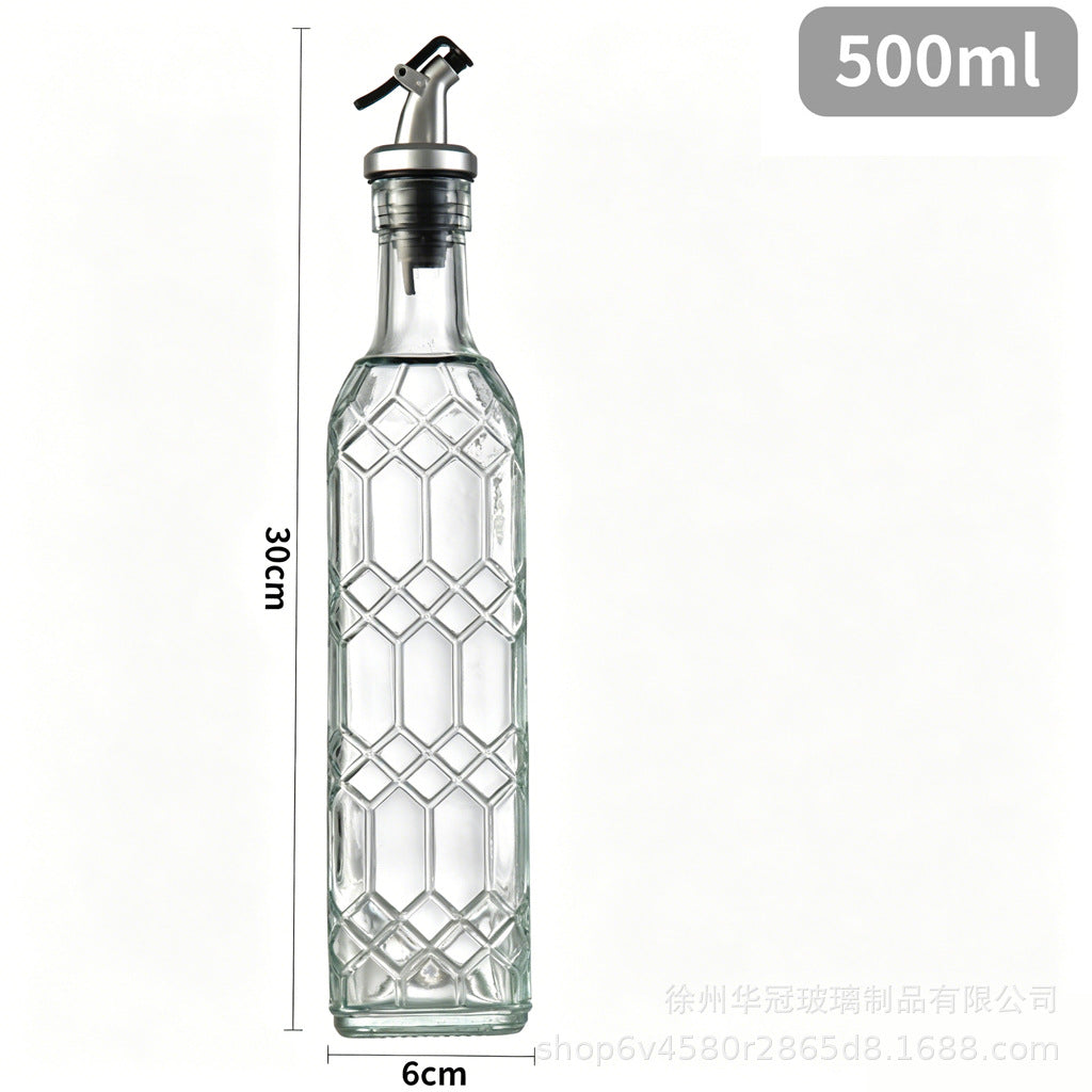 现货500ml雕花油瓶不挂油不漏油油瓶厨房家用料酒酱油分装瓶
