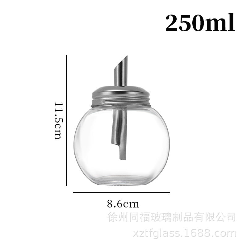 厨房自动开合油壶防漏调料瓶玻璃糖浆瓶按压式酱油醋瓶可印刷LOGO