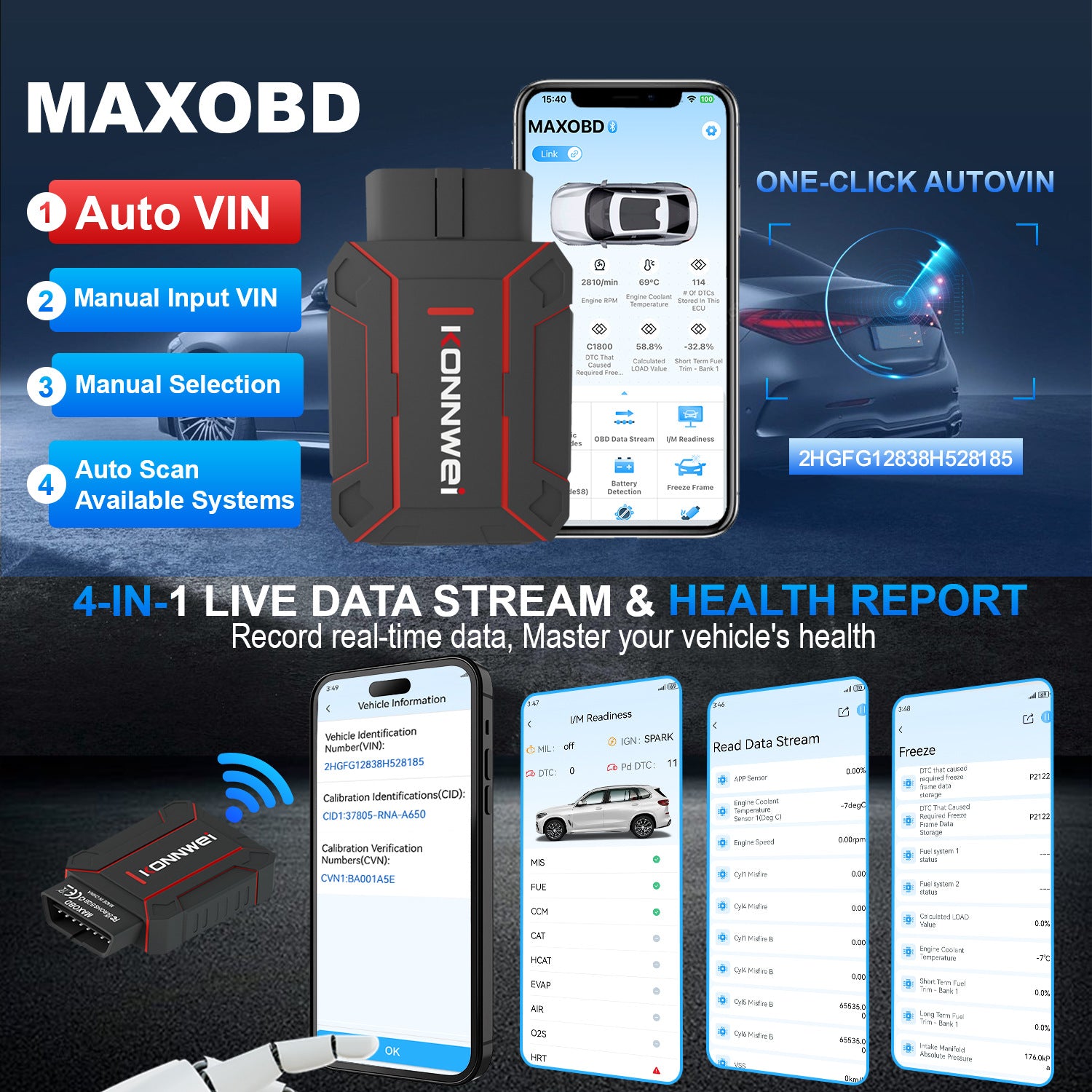 跨境电商热卖MAXOBD OBD2 Scanner Car Diagnostic Code Reader