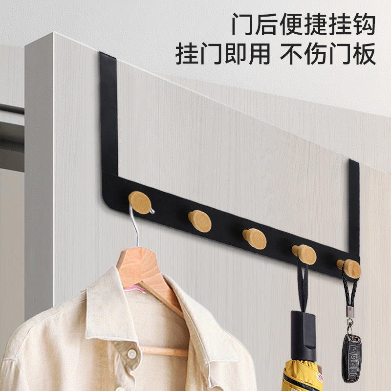 新款家用门后挂钩式衣帽架浴室免打孔毛巾架壁挂式置物架排钩批发