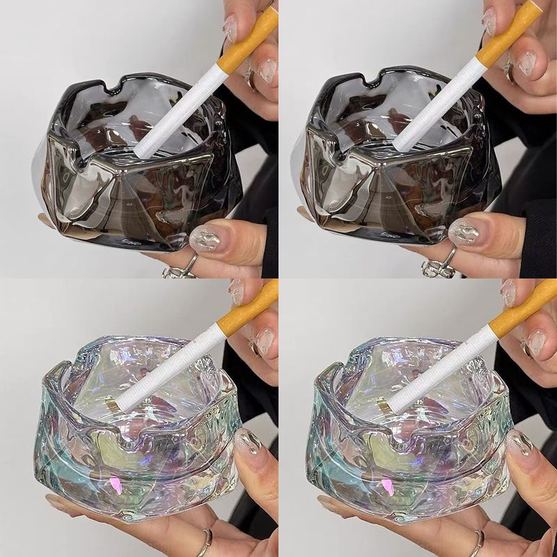 酒店玻璃烟灰缸商用高档烟缸家用客厅简约烟盅高级感时尚创意潮流