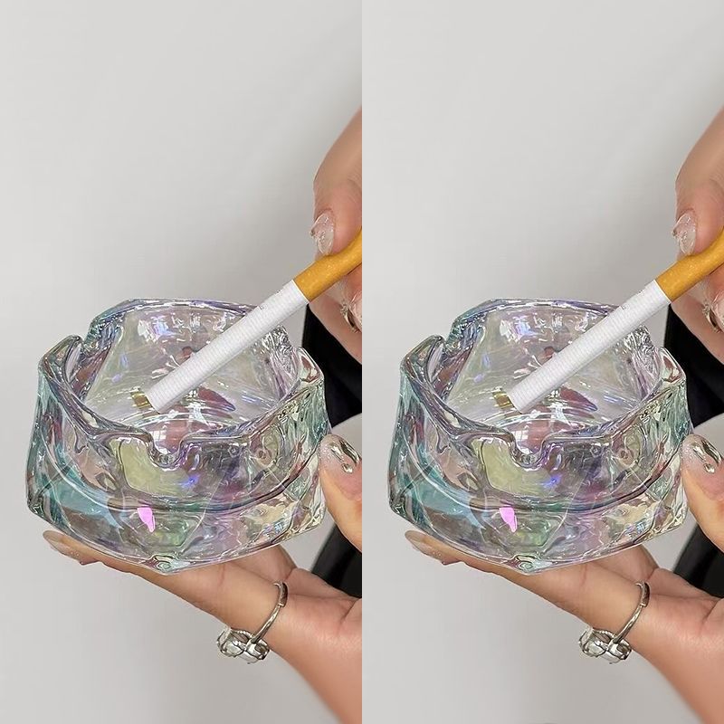 酒店玻璃烟灰缸商用高档烟缸家用客厅简约烟盅高级感时尚创意潮流