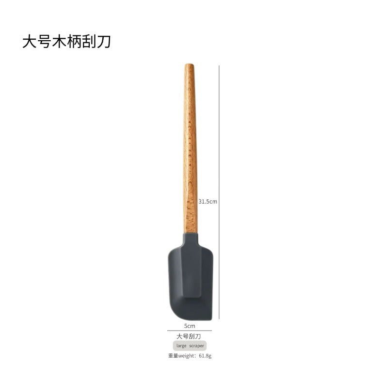跨境木柄硅胶刮刀耐高温烘焙奶油蛋糕抹刀食品级硅胶木柄刮刀套装