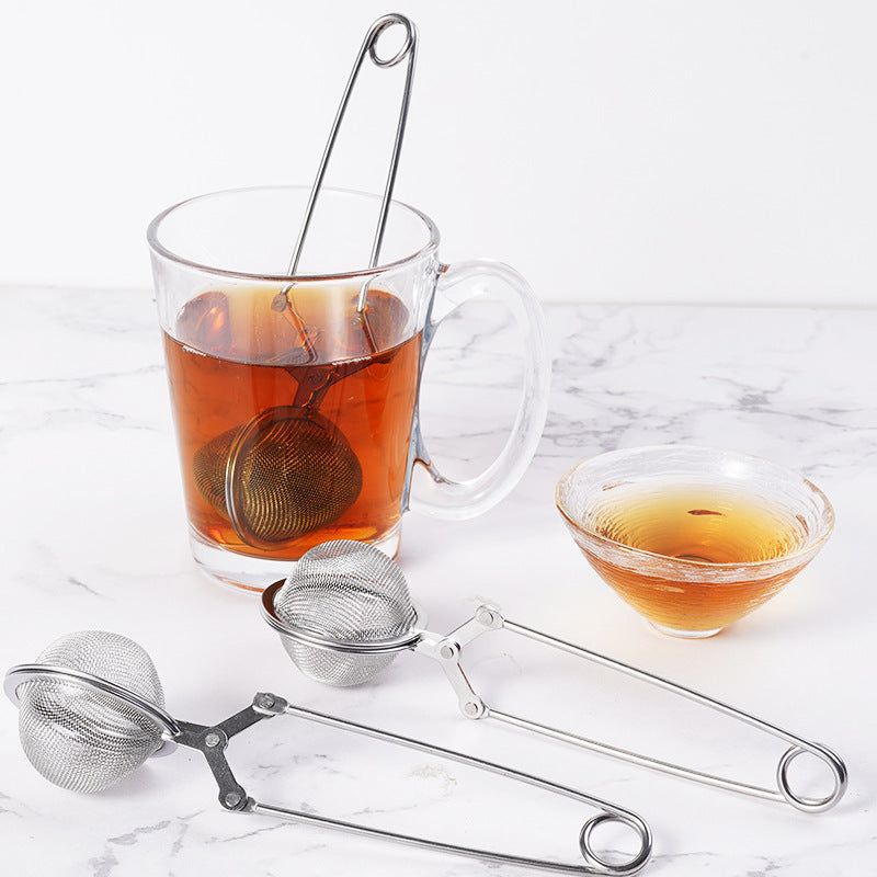 不锈钢茶叶过滤器 茶滤球夹 手持式茶漏 细网泡茶器 散茶过滤网