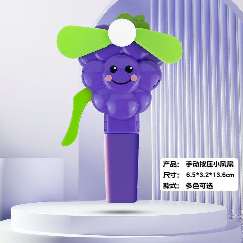 儿童小风扇水果蔬菜按压小玩具摆摊礼品批发跨境外贸手摇手压风扇