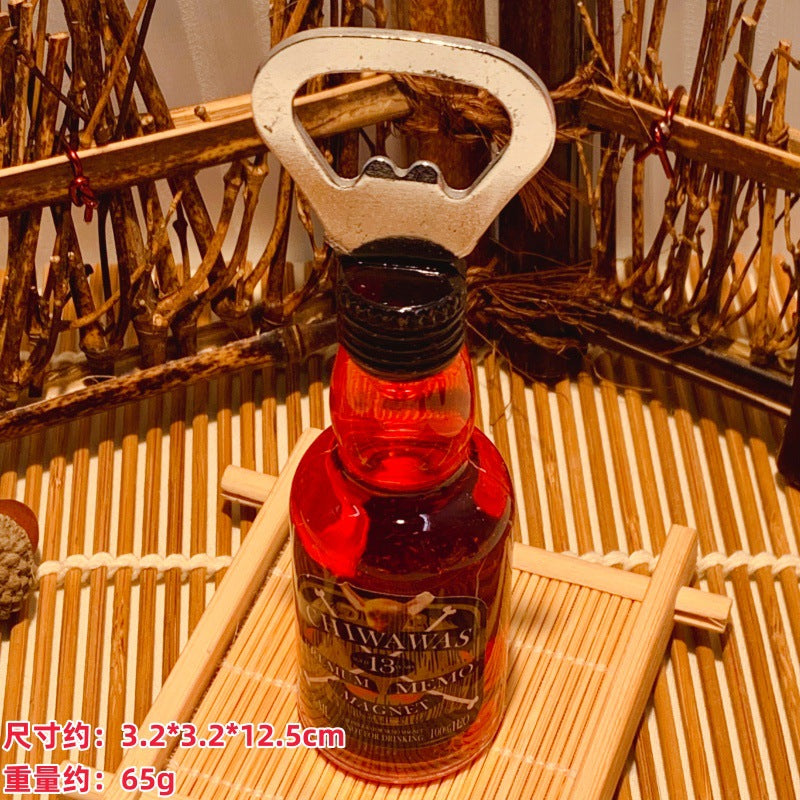 家用好物】磁吸啤酒开瓶器创意洋酒瓶起子冰箱贴立体酒瓶现货混批