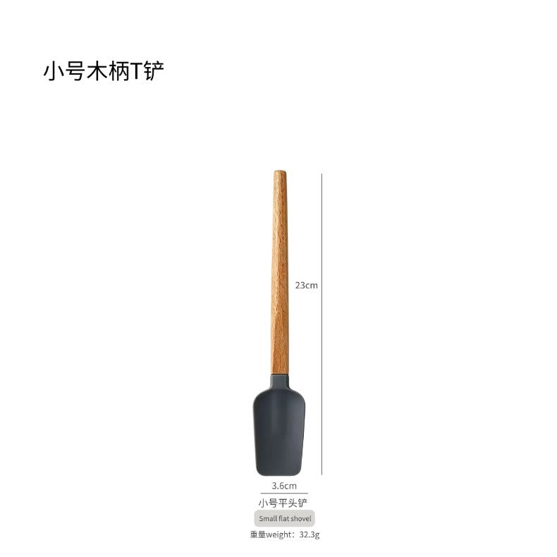 跨境木柄硅胶刮刀耐高温烘焙奶油蛋糕抹刀食品级硅胶木柄刮刀套装
