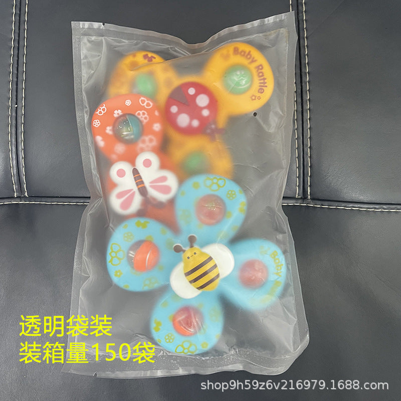 跨境儿童吸盘转转乐婴幼儿卡通手指旋转陀螺宝宝摇铃早教益智玩具