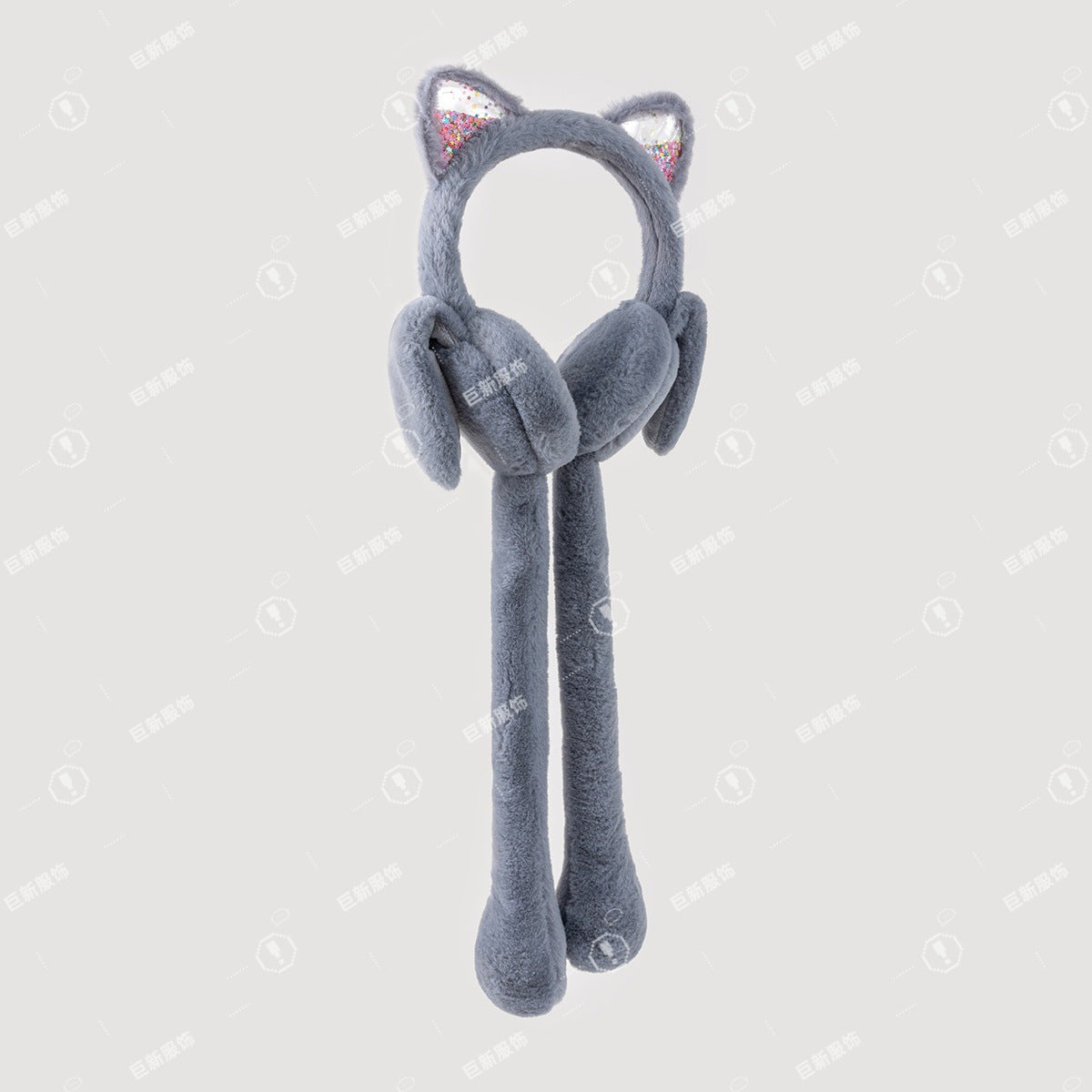 亚马逊可爱猫耳罩会动创意保暖耳罩冬季防风耳套耳包护耳朵罩批发