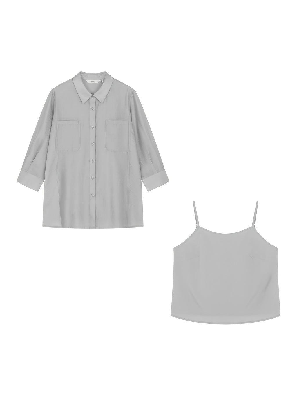 IHIMI 2pcs Set New Women's Spring/Summer Top 2pcs Set: Relaxed Layered Ruffle Sleeve Comfortable Cool Shirt + Camisole Top 2pcs Set, New Spring/Summer Women's Clothing for Casual Fashion and City Vacations