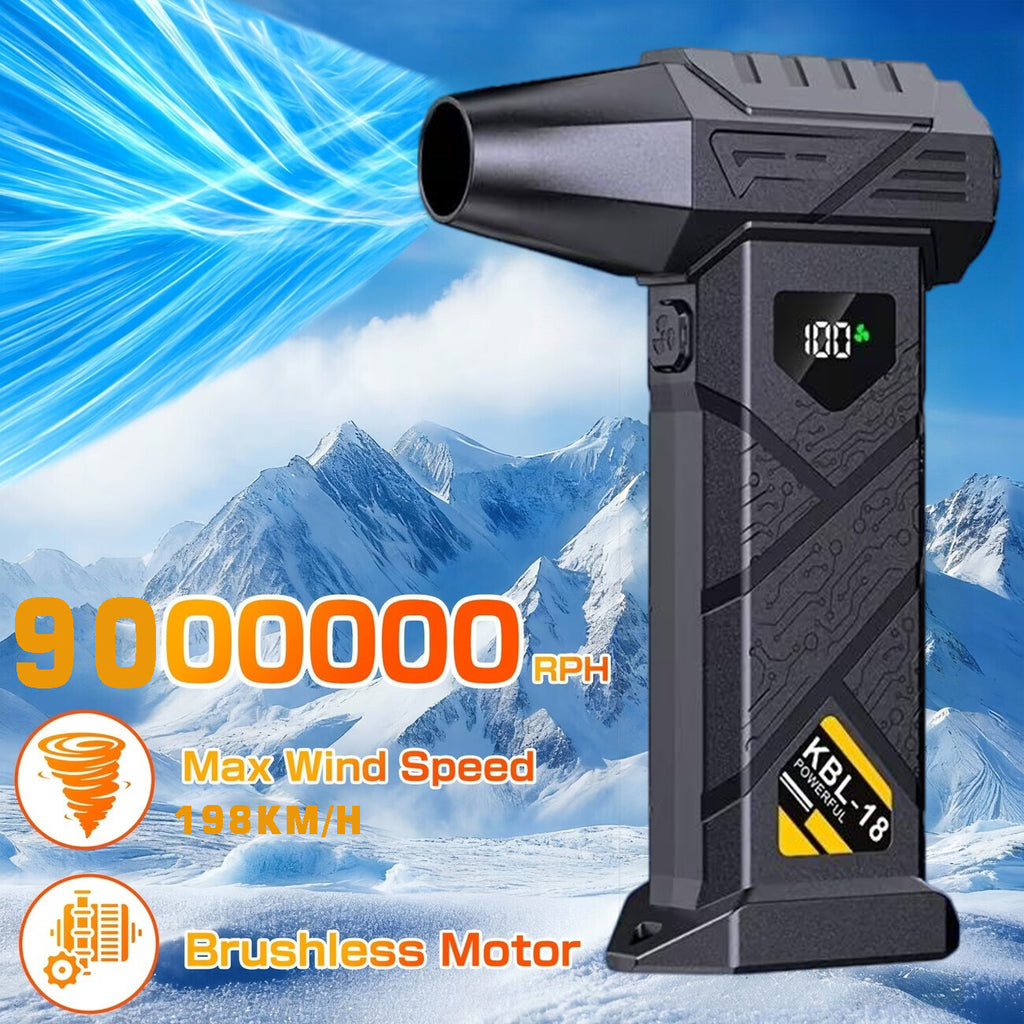 9000000RPH 3-in-1 High-Power Wind Snow Blower/Snow Remover, Portable Turbine Jet Blower, USB-C Fast Charging, 6-Speed Powerful Wind Speed Adjustment, Suitable for Dust Removal (Car/Computer), Snow Pile Clearing, and Leaf Blowing, Cooling