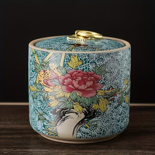2pcs Enamel Ceramic Sealed Jars, Decorative Airtight Containers for Nuts, Snacks, Tea, Coffee - Food Contact Safe, Home Decor Storage Canisters