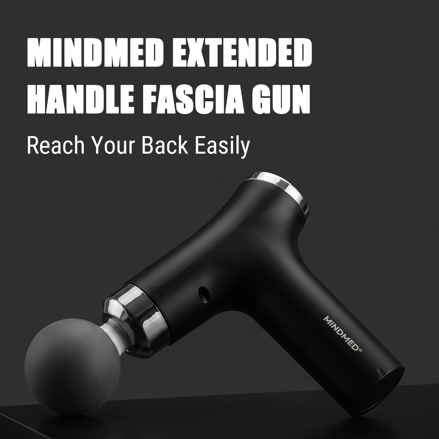 MINDMED New Long-Handle Massage Gun: 12-Speed Deep Tissue Muscle Massager, 4500 RPM High-Frequency Percussion, Extendable Handle for Muscle