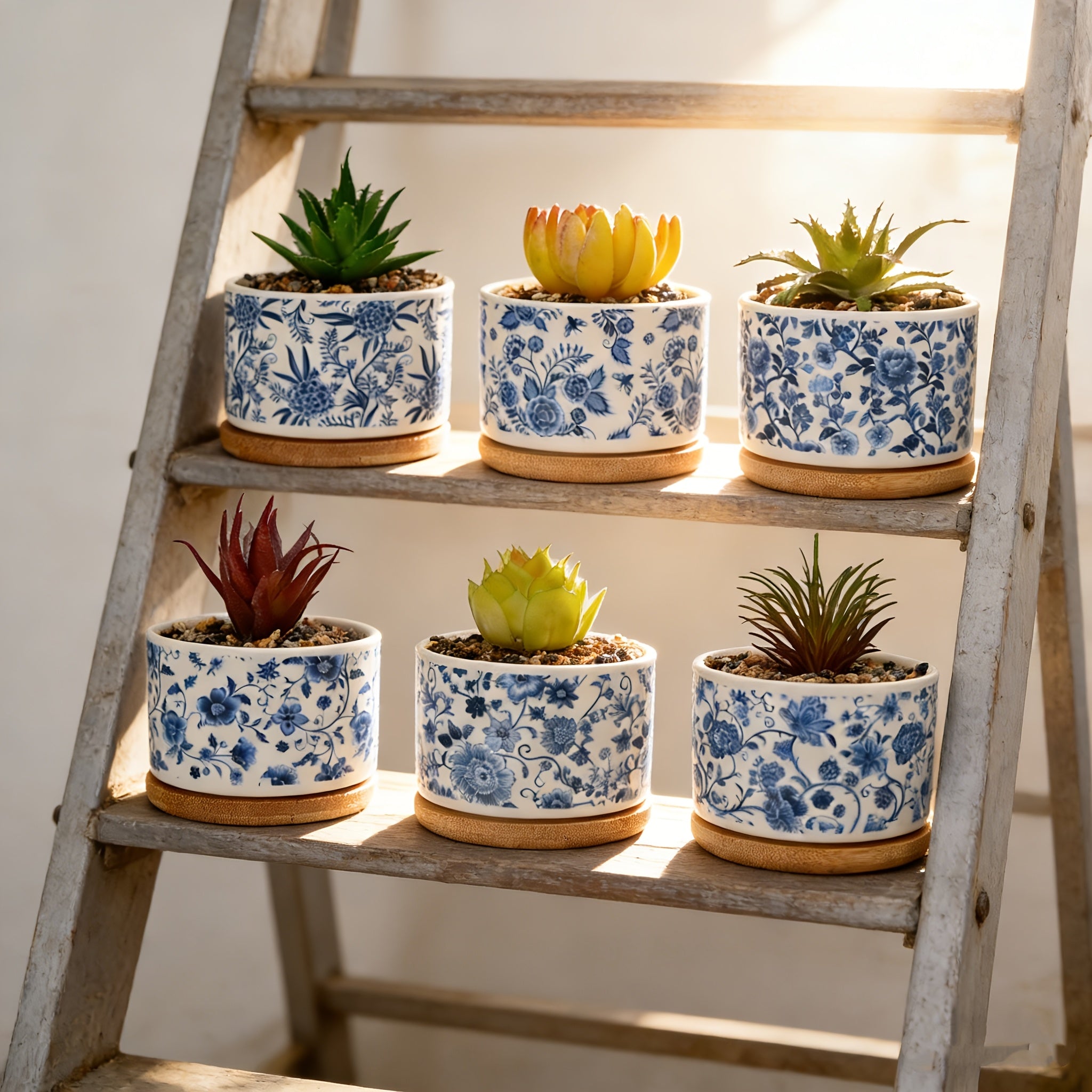 6pcs Creative Vintage And Porcelain Succulent Pot Set. Suitable for Indoor And Outdoor Use, Including Courtyards, Gardens, Offices, Living Rooms, And Cafes, This Decorative Pot Set Features Drainage Holes. Gardening Gift Home Decor