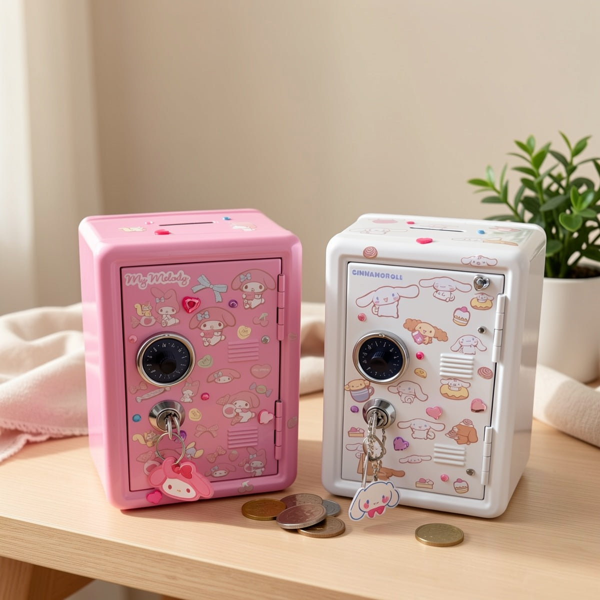 Sanrio Mini Metalni Sef:  / My Melody / Pompompurin - Tri Dostupna Stila, Skladište za Kovanice, Brava sa Šifrom i Dva Ključa, Savršen za Organizaciju na Radnom Stolu ili Poklanjanje, Nezaobilazno za Fanove Sanrio-a!