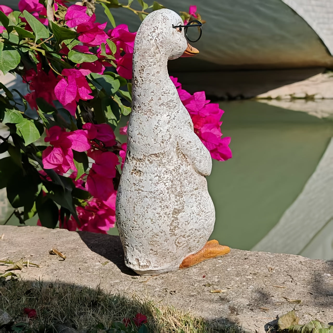 Ručno izrađena statua patke od smole u vintage stilu - Figurica patke džentlmena koja sedi, pogodna za ljubitelje živine, dekor za baštu u zatvorenom/na otvorenom, ukras za travnjak, praznični poklon za statue patki (Smola)
