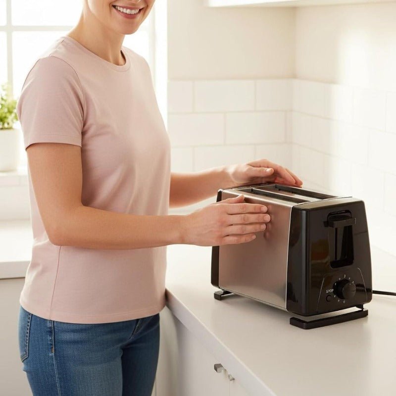 Toaster za kućnu upotrebu sa 2 školjke, opcija odmrzavanja, električni toster | Toaster za kućnu upotrebu sa 2 školjke, opcija odmrzavanja, električni aparat za tostiranje, kompaktna veličina, dizajn koji štedi prostor za doručak, dostava 3-5 dana