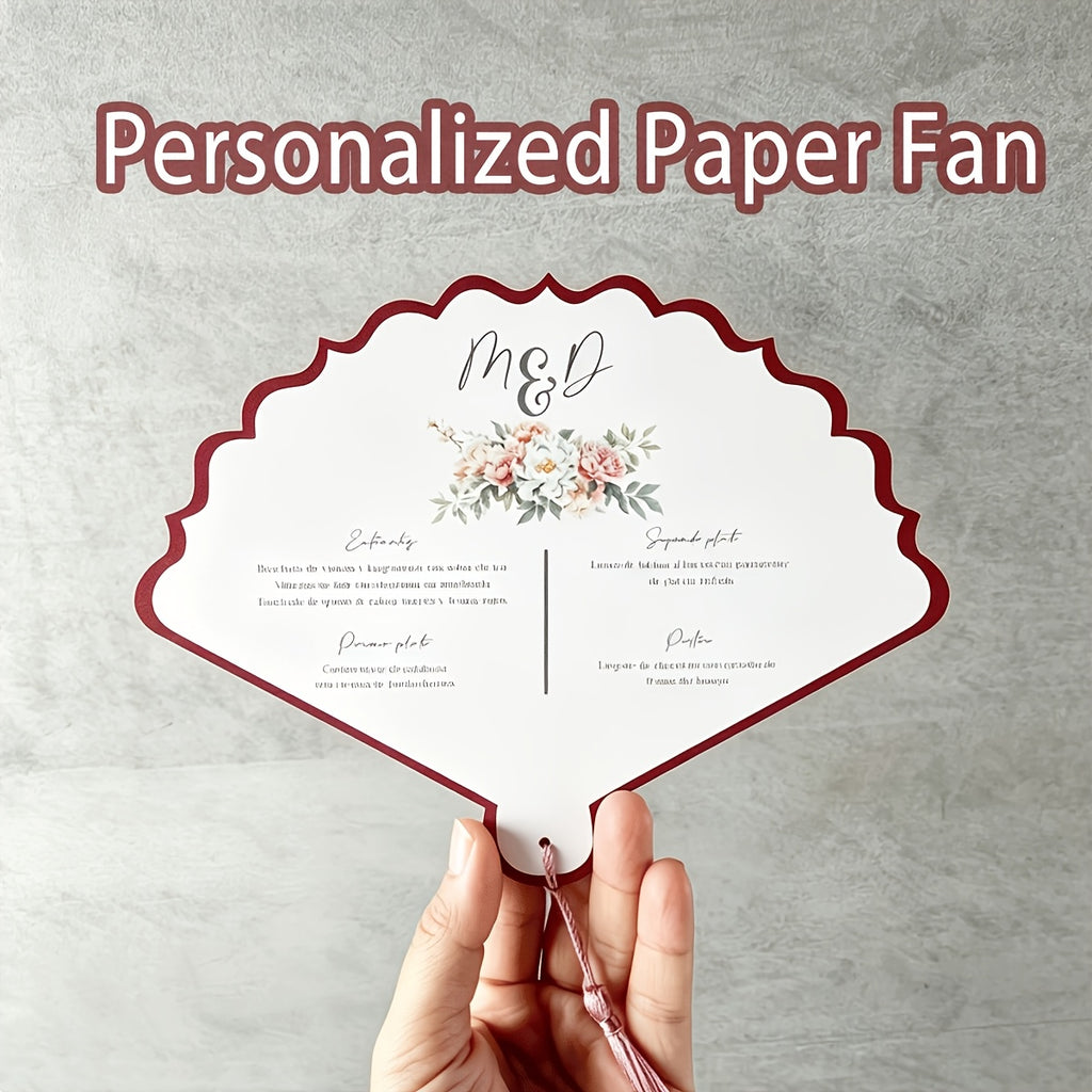 Prilagođeni visokokvalitetni papirni lepeze sa DIY personalizovanim štampanim sadržajem. Pogodne kao pokloni za mlade i deveruše, rekviziti za fotografisanje na zabavama, praktični svakodnevni ventilatori za hlađenje ili ručni dekorativni pokloni sa lepez