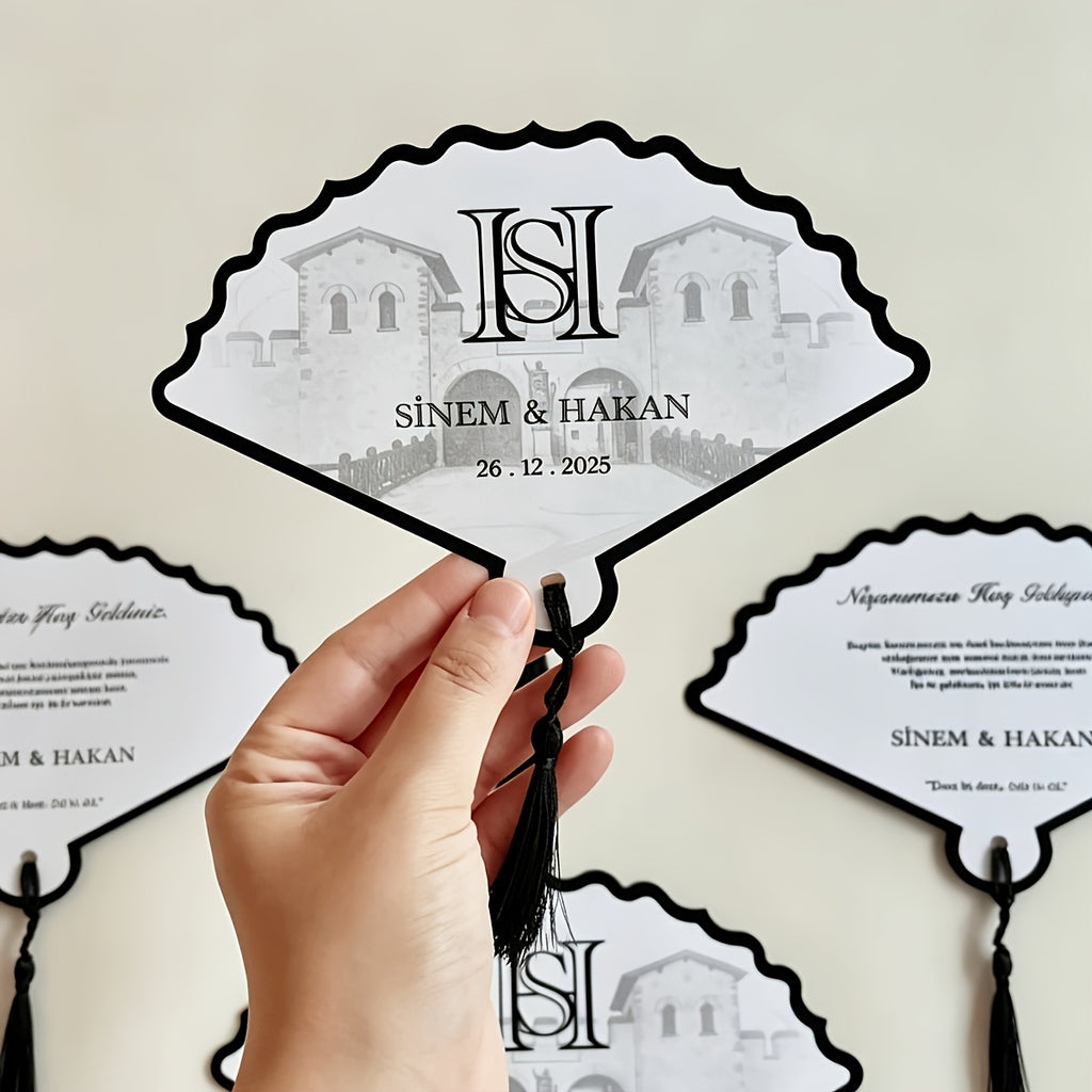 Prilagođeni visokokvalitetni papirni lepeze sa DIY personalizovanim štampanim sadržajem. Pogodne kao pokloni za mlade i deveruše, rekviziti za fotografisanje na zabavama, praktični svakodnevni ventilatori za hlađenje ili ručni dekorativni pokloni sa lepez