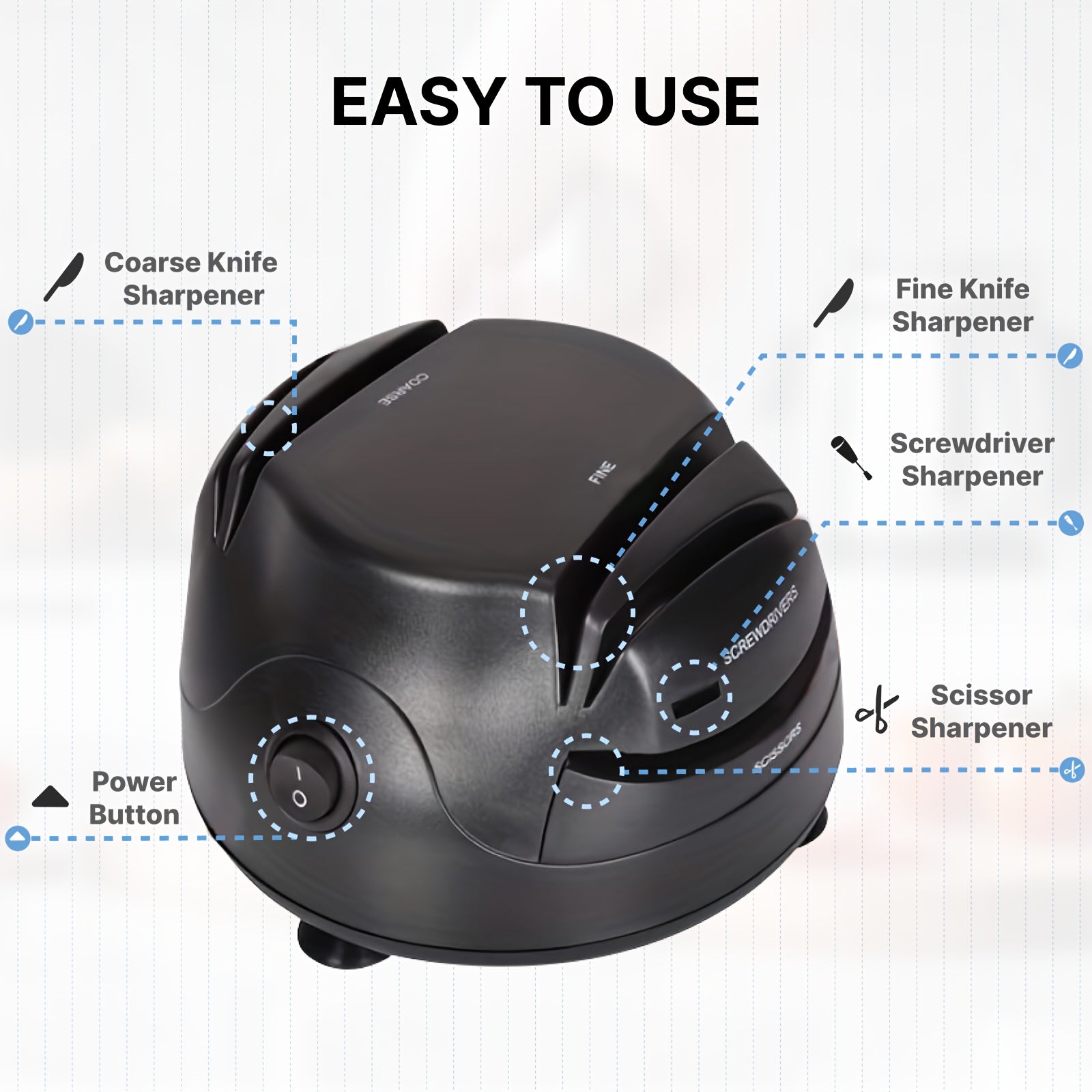 3-In-1 Electric Knife Sharpener, Great for Kitchen And Sport Knives, Scissors, Screwdrivers, Retractable Cord, Kitchen Additions