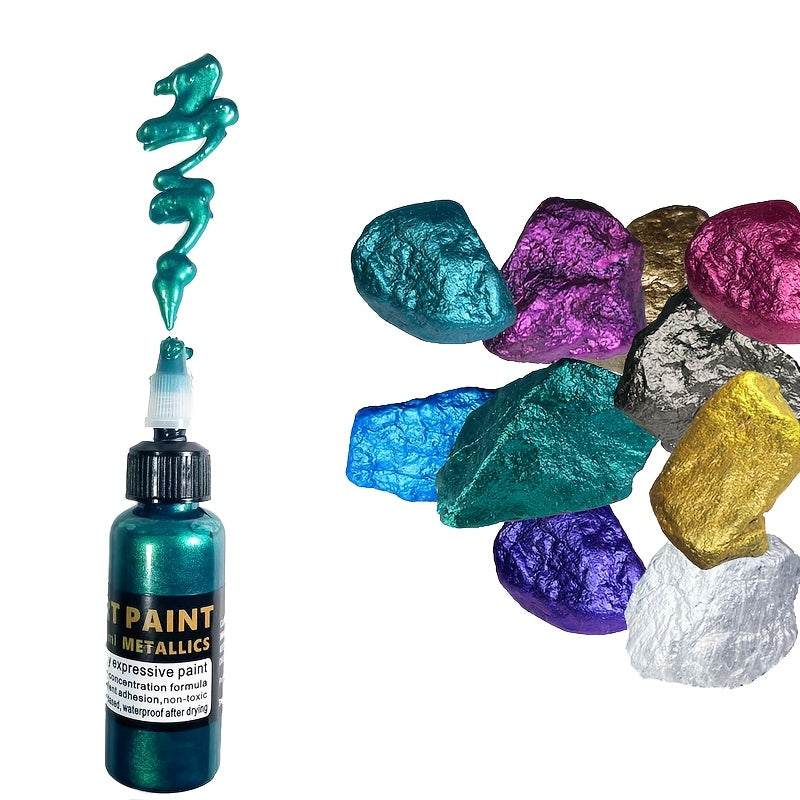 Set od 50ml*10 komada obojenih metalik boja, sa efektom bisera, nebledeći, vodootporne akrilne boje na bazi vode, uljane boje na bazi vode, pigmenti za kreativna umetnička dela i grafiti