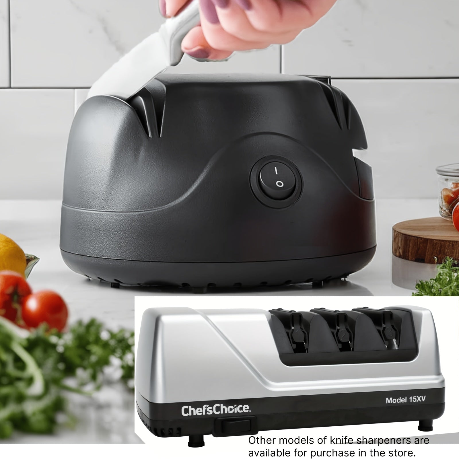 3-In-1 Electric Knife Sharpener, Great for Kitchen And Sport Knives, Scissors, Screwdrivers, Retractable Cord, Kitchen Additions