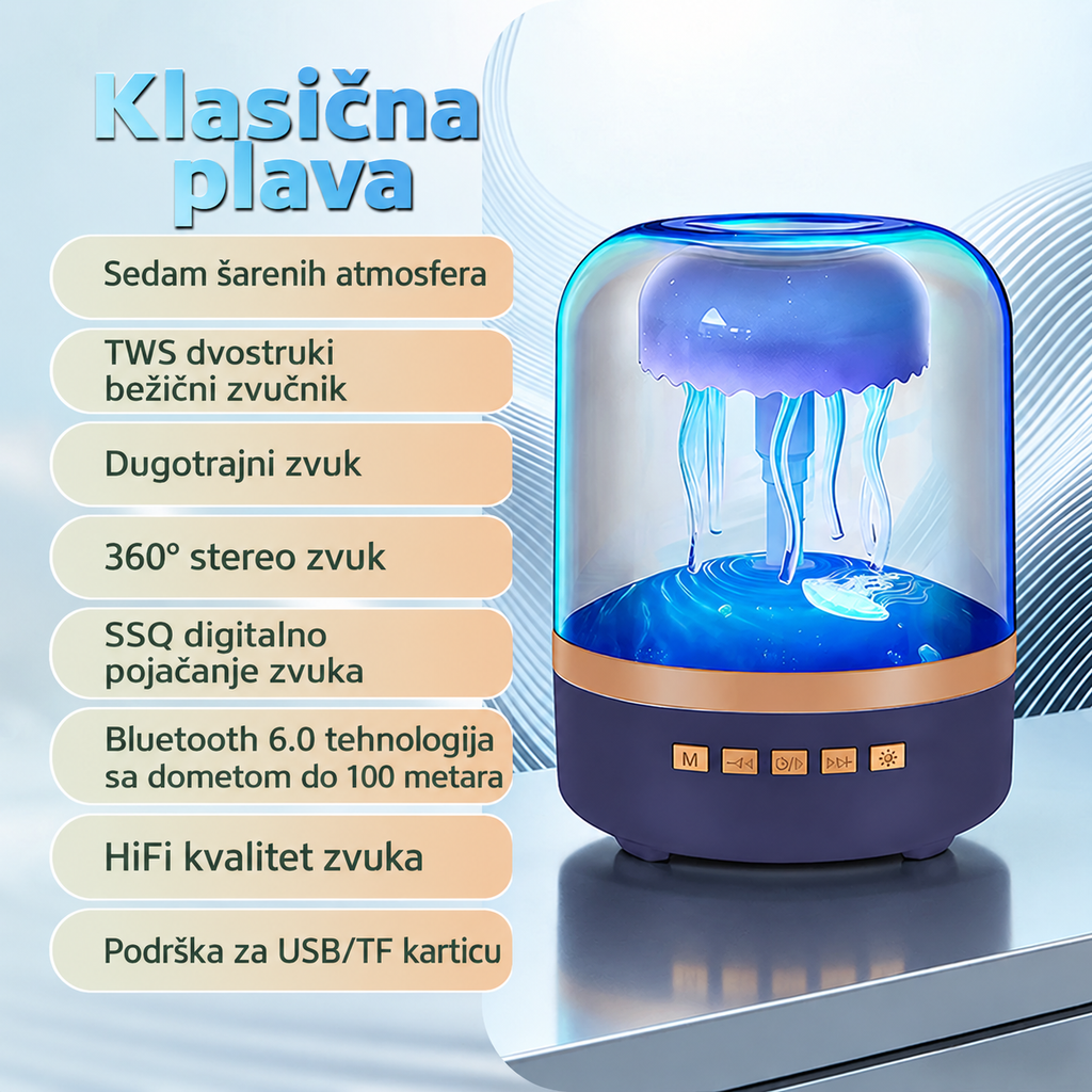 Luminisana kreativna RGB lampa 4. generacije u obliku meduze, desktop subwoofer sa belim šumom i Bluetooth zvučnikom
