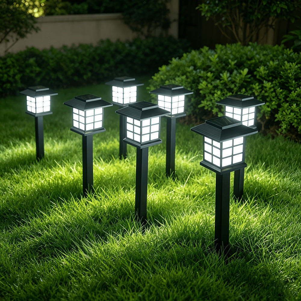 6 komada solarnih spoljnih svetiljki sa automatskim uključivanjem/isključivanjem, LED baštenske lampe u obliku kuće, automatsko punjenje od sumraka do zore, staze za dvorište, travnjak i dekoraciju staze